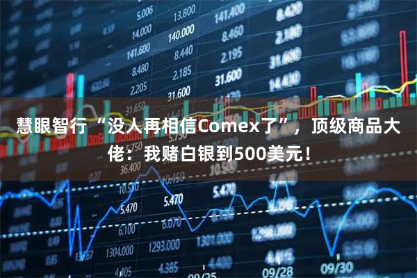慧眼智行 “没人再相信Comex了”，顶级商品大佬：我赌白银到500美元！